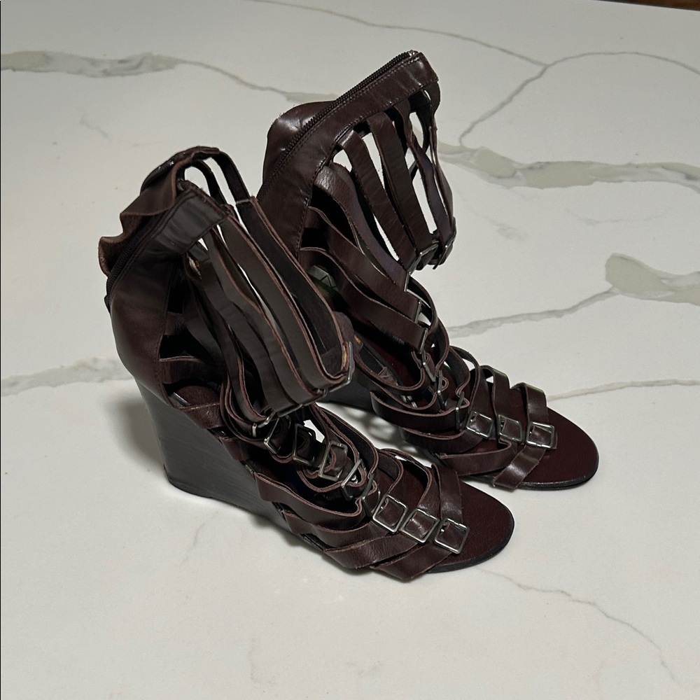 Matiko Dark Brown gladiator Wedge Sandals